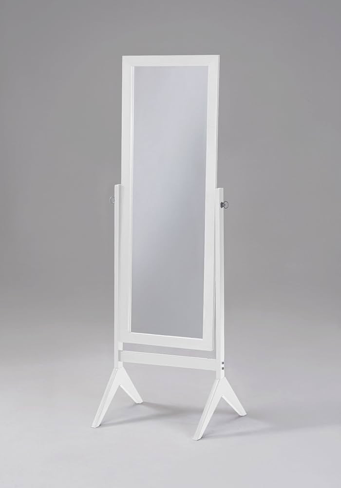 White Finish Wooden Cheval Bedroom Free Standing Floor Mirror | Amazon (US)