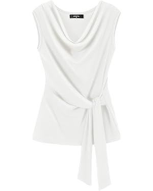 ZESICA Women's Summer Business Casual Tank Tops 2026 Cowl Neck Sleeveless Knit Slim Shirts Spring... | Amazon (US)