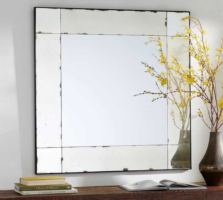 Tribeca Antiqued Glass Square Wall Mirror 40" x 40" | Pottery Barn (US)