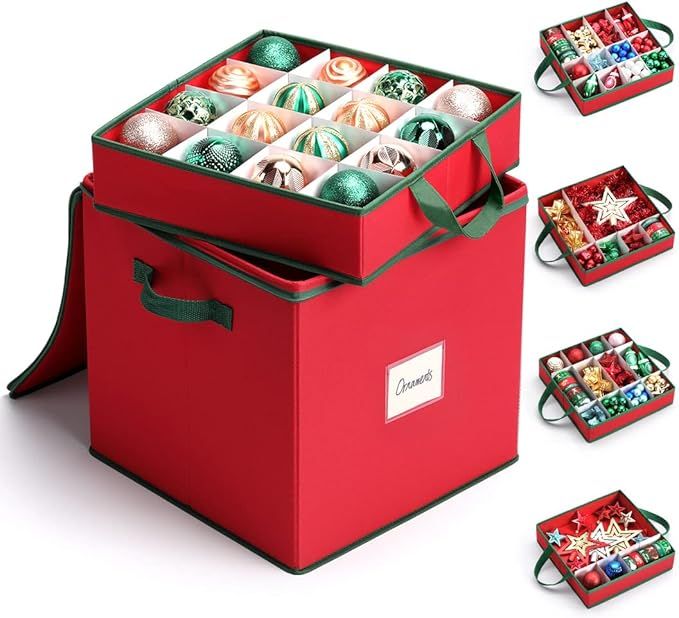 Christmas Ornament Storage Box, 2021 New Holiday Accessories Ornament Storage Container, Stores U... | Amazon (US)