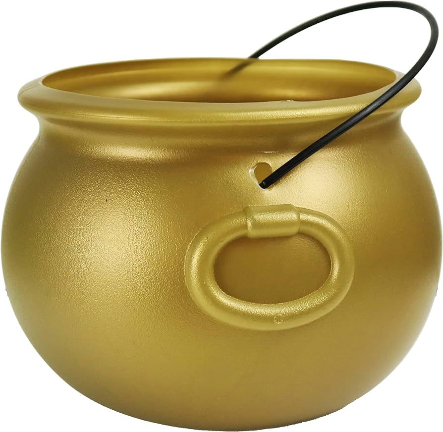 GIFTEXPRESS 8" Gold Cauldron Kettle for St Patrick Day, Mardi Gras, Halloween, Pot of Gold Pot, L... | Amazon (US)