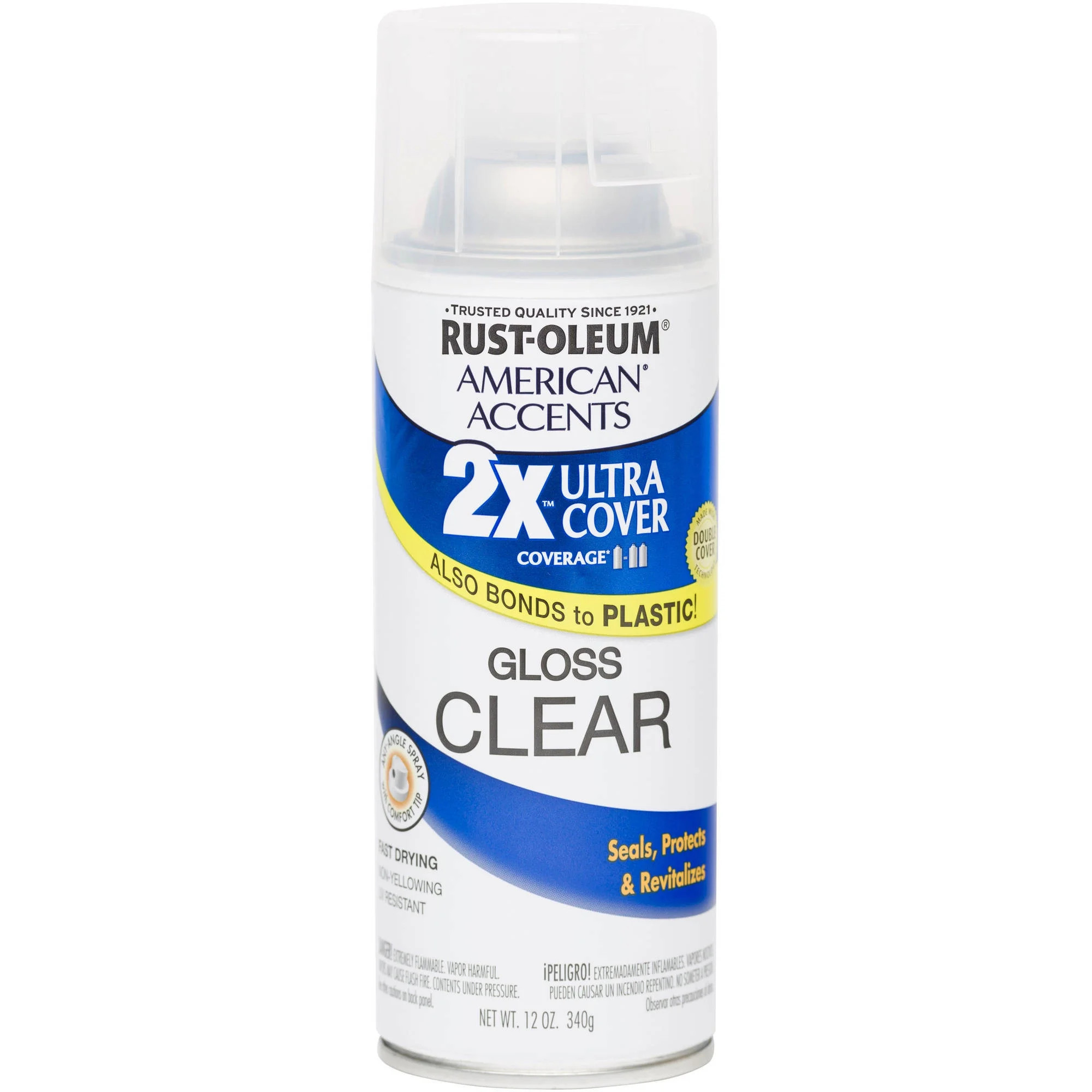 Rust-Oleum American Accents Ultra Cover 2X Gloss Clear Spray Paint and Primer in 1, 12 oz | Walmart (US)