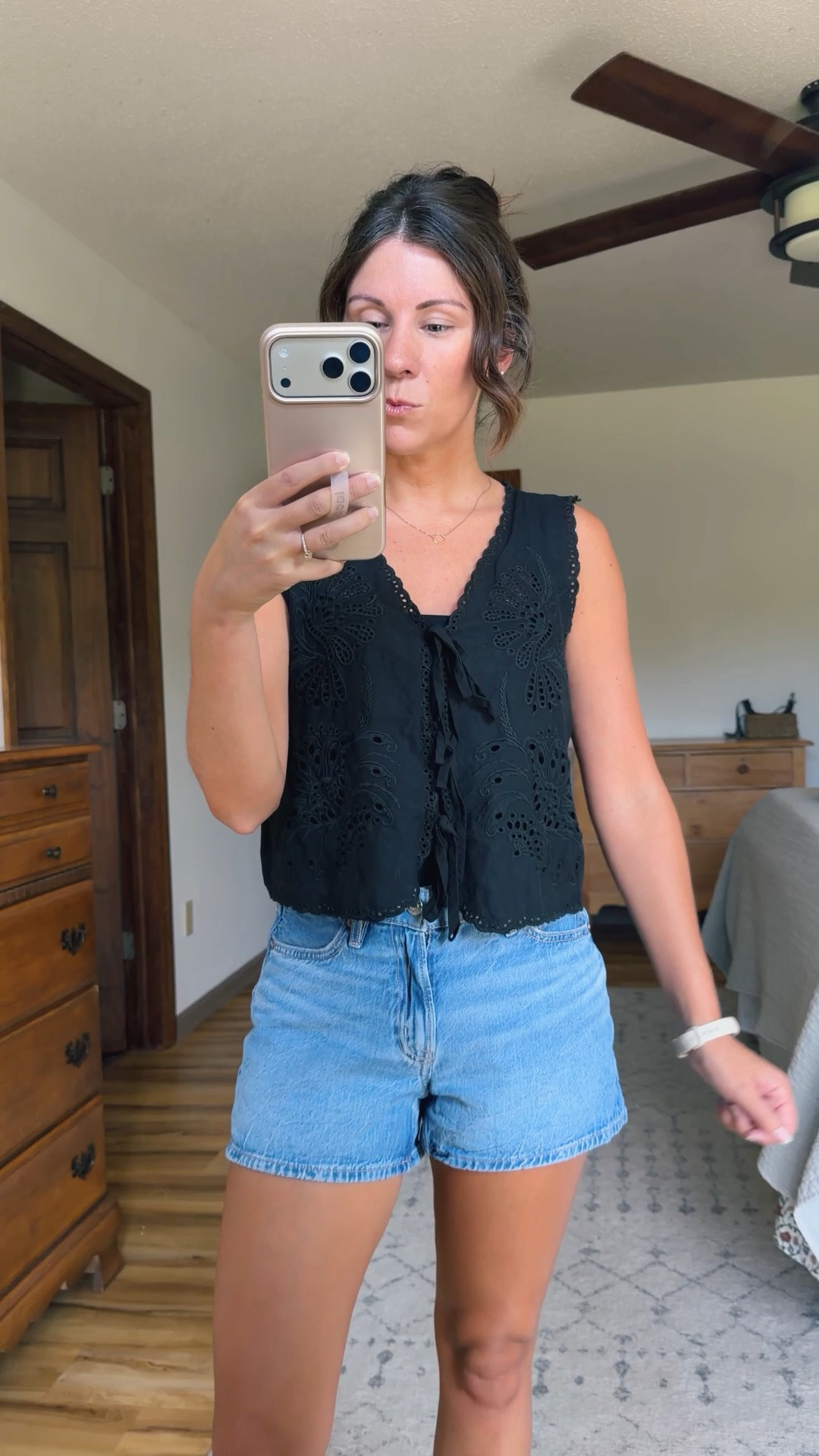 small in my built in bra tank and small in my eyelet tank, size 00 in my denim shorts (dream wash blue). My Reef sandals are size 6.

#LTKPetite #LTKSeasonal #LTKootd