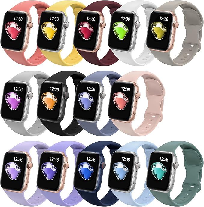 EOMTAM 14 Pack Sport Silicone Bands Compatible with Apple Watch Bands 38mm 40mm 41mm Women Men, S... | Amazon (US)