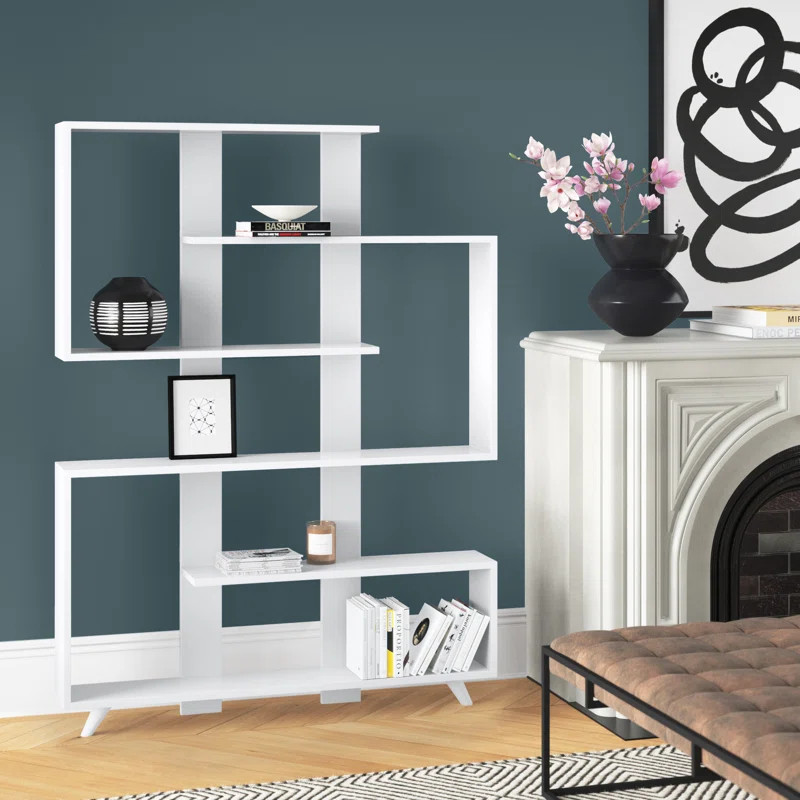 Arviso 63.8" H x 47.3" W Geometric Bookcase | Wayfair North America