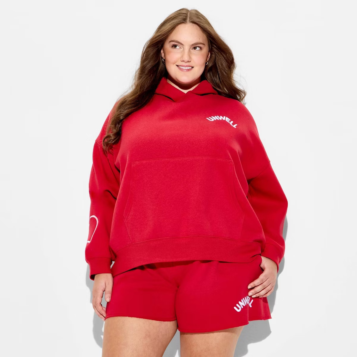 Women's Unwell With Love Graphic Hooded Pullover Sweatshirt - Red | Target