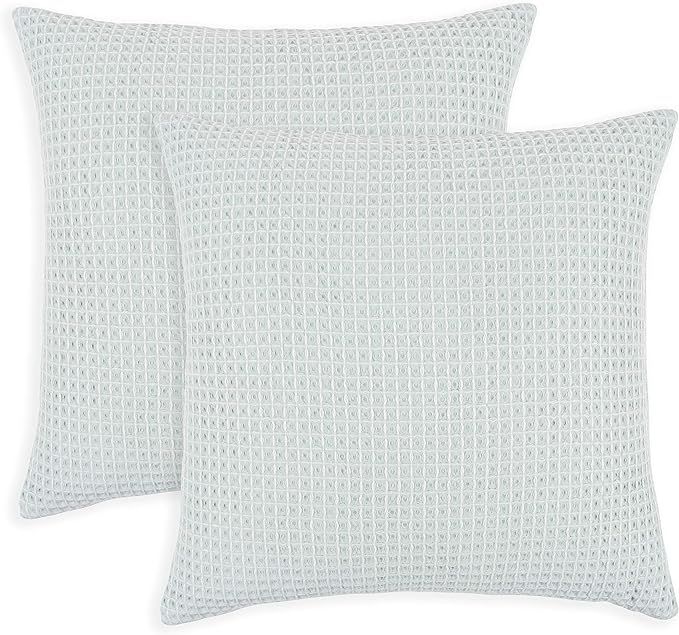 KAF Home Canopy Lane Tonal Waffle Pillow 20 x 20 Inch Covers | 100-Percent Cotton | Set of 2 Pill... | Amazon (US)