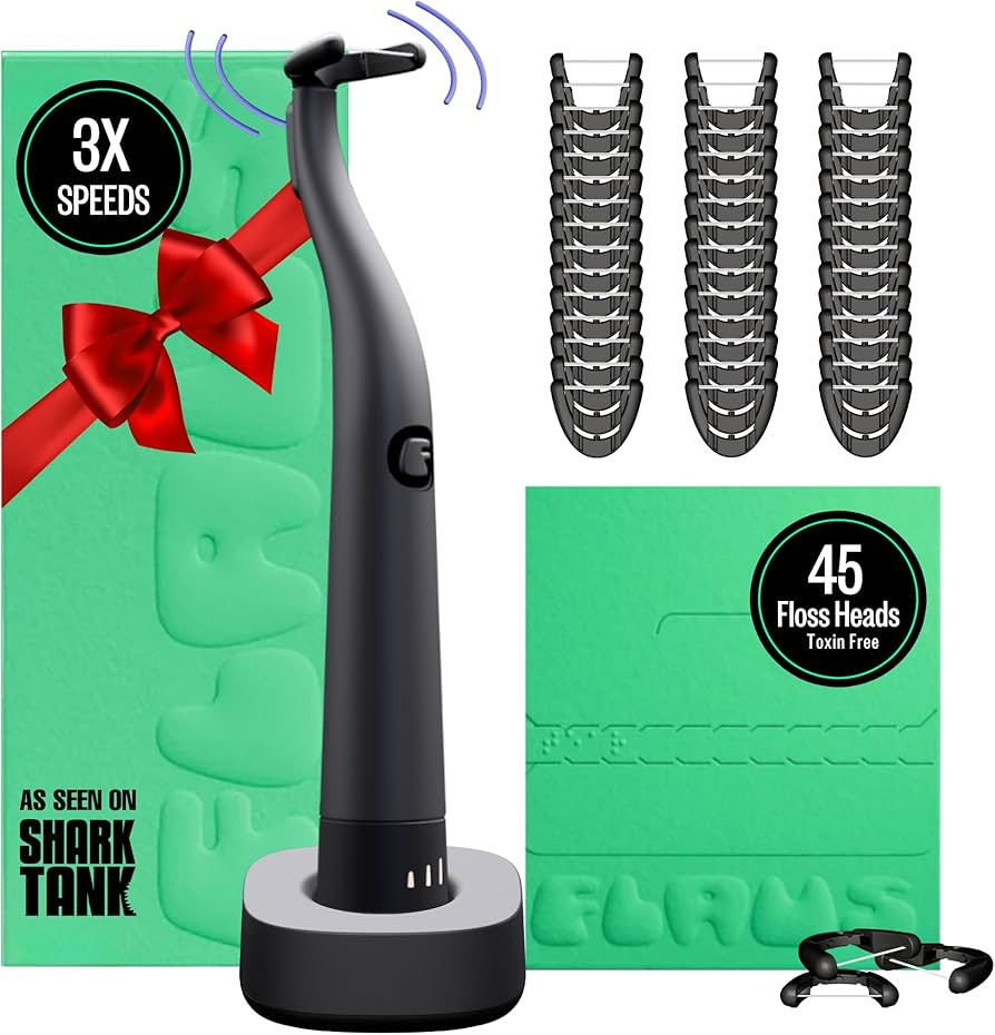FLAUS Electric Flosser (Shark Tank) with 3 Speeds + 45 Replacement Heads - Easy Gliding Floss for... | Amazon (US)