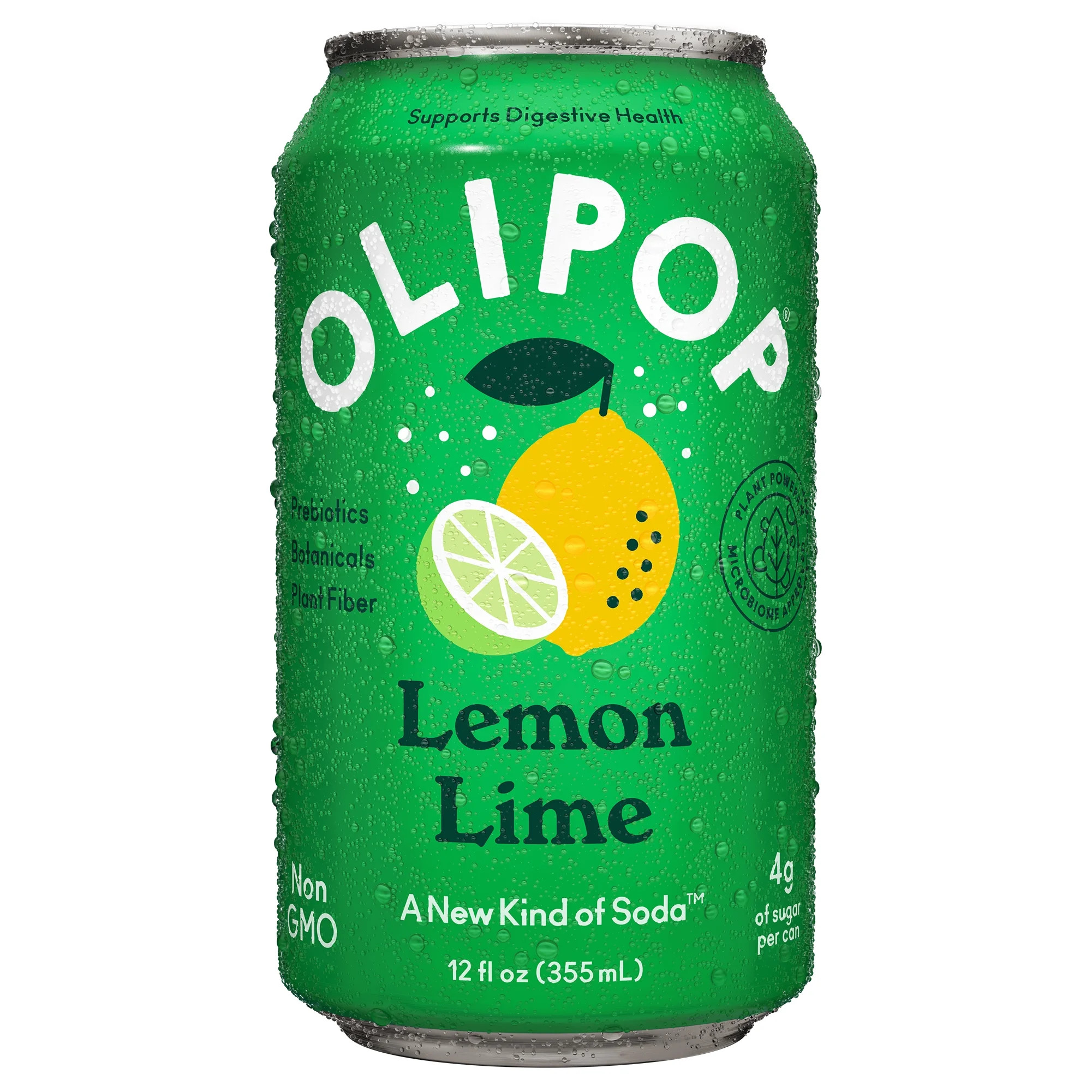OLIPOP Prebiotic Soda, Lemon Lime, 12 fl oz, Refrigerated | Walmart (US)