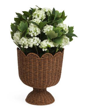 Real Touch Outdoor Covered Hydrangeas In Woven Planter | TJ Maxx