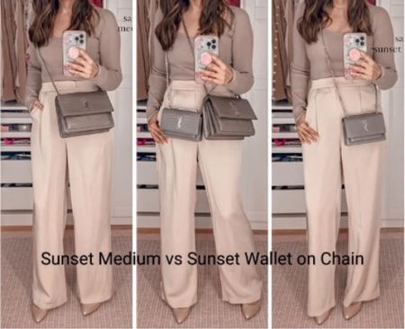 Comparing the size of a YSL saint Laurent medium sunset bag versus sunset wallet on a chain.

For a more in-depth review check out my post on ELLAPRETTYBLOG.com

#LTKGiftGuide #LTKitbag #LTKstyletip