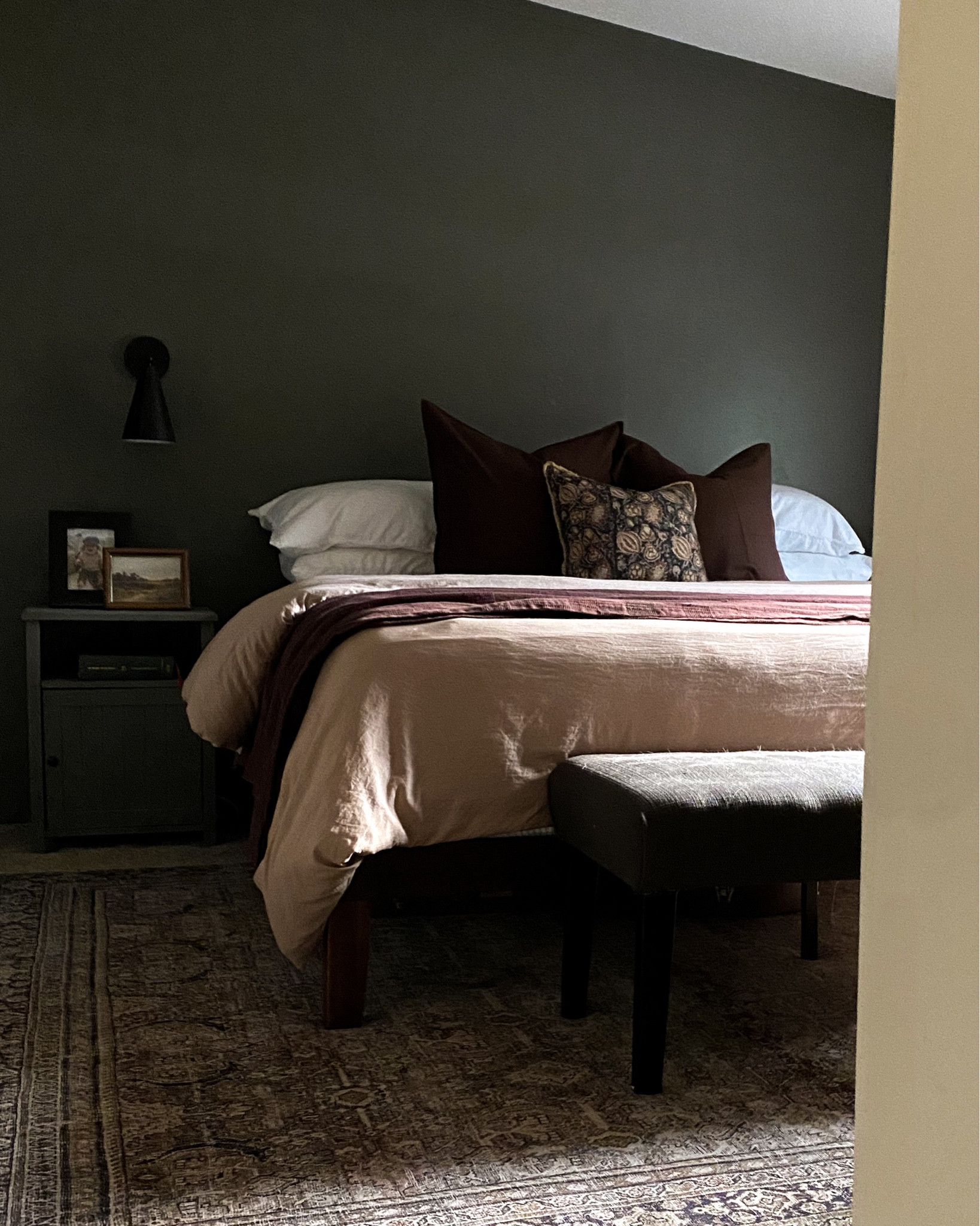 Bedroom inspo. Fall primary bedroom. Green bedroom. Vintage bedroom inspo. Neutral bedroom. Bedroom sconces 

#LTKstyletip #LTKSeasonal #LTKhome