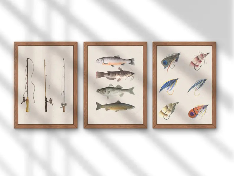 Nursery Wall Art, Digital Prints for Nursery, Vintage Fishing Wall Art, Fishing Wall Decor, Man C... | Etsy (US)