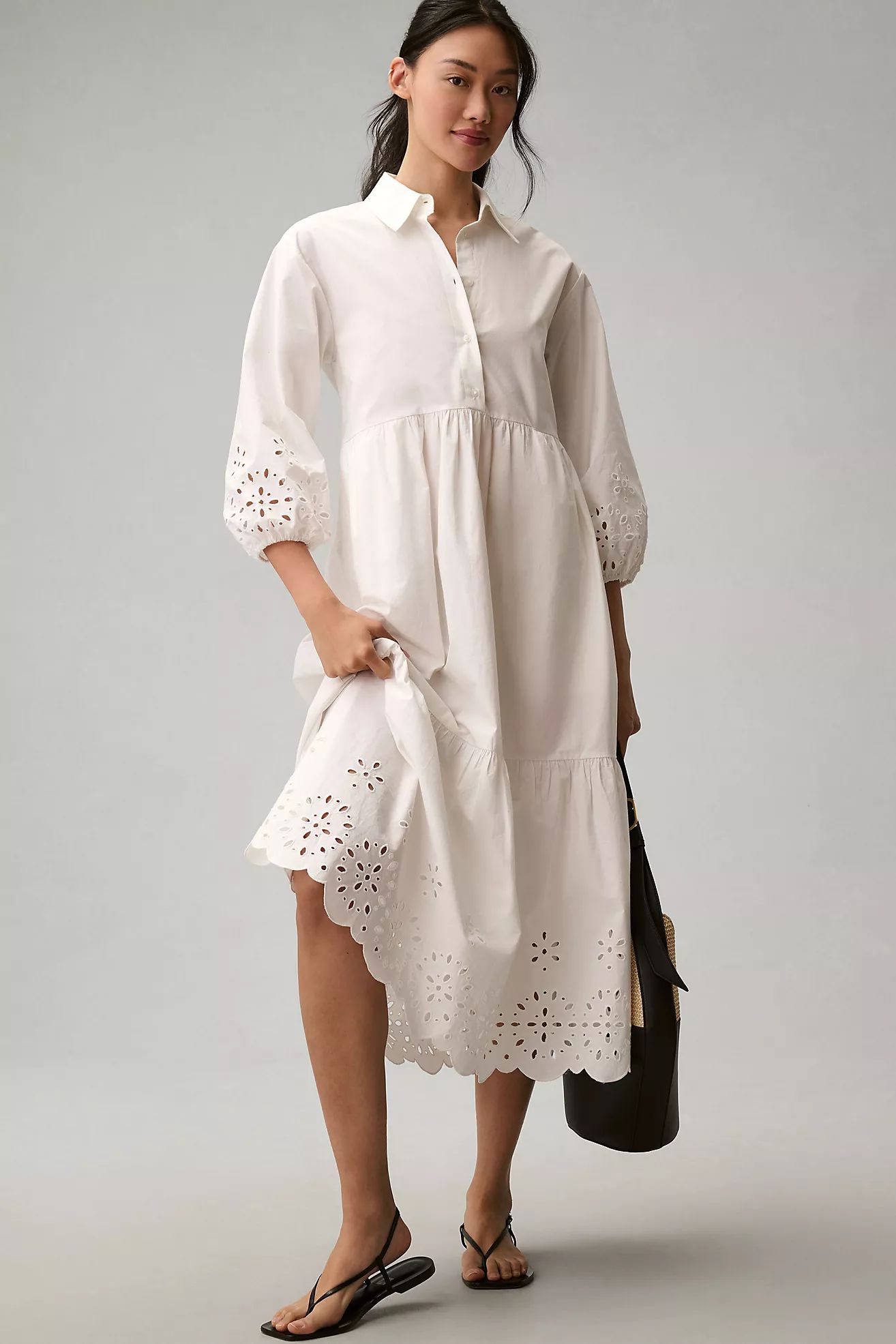 The Bettina Tiered Shirt Dress by Maeve: Eyelet Edition | Anthropologie (US)