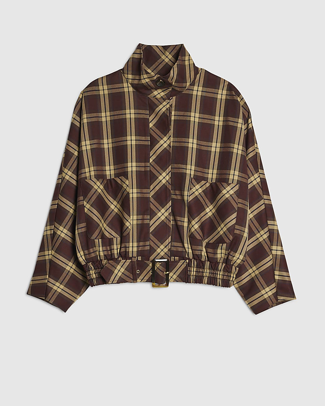 Red Check Batwing Bomber Jacket | River Island UK & IE