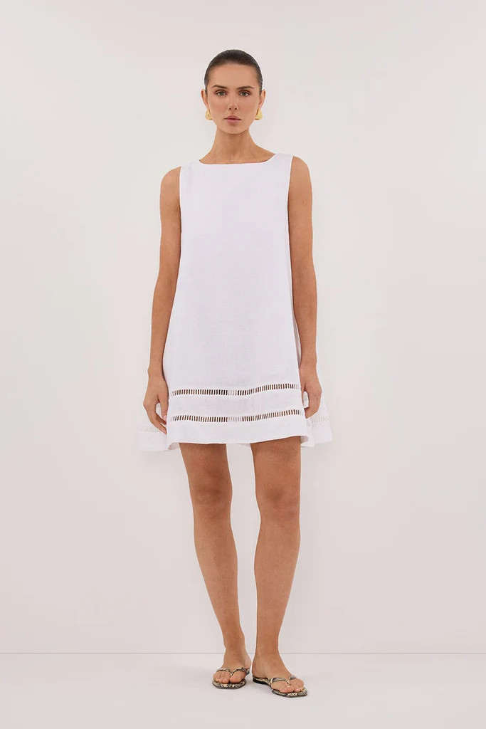 LINDSAY WHITE LINEN MINI DRESS | DISSH