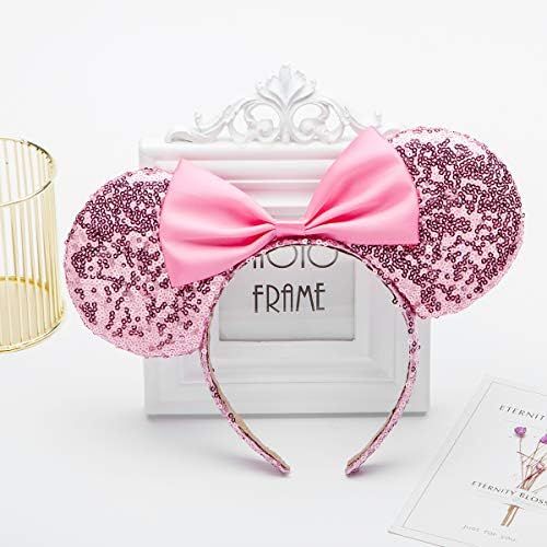 Seamoy Cosplay Costume Minnie Ears Headband,Sequin Mouse Ears Headband One Size Fit All | Amazon (US)