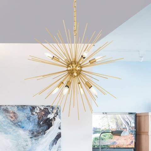 Elegant lighting Timber 30" Wide Brass 8-Light Sputnik Pendant | Lamps Plus