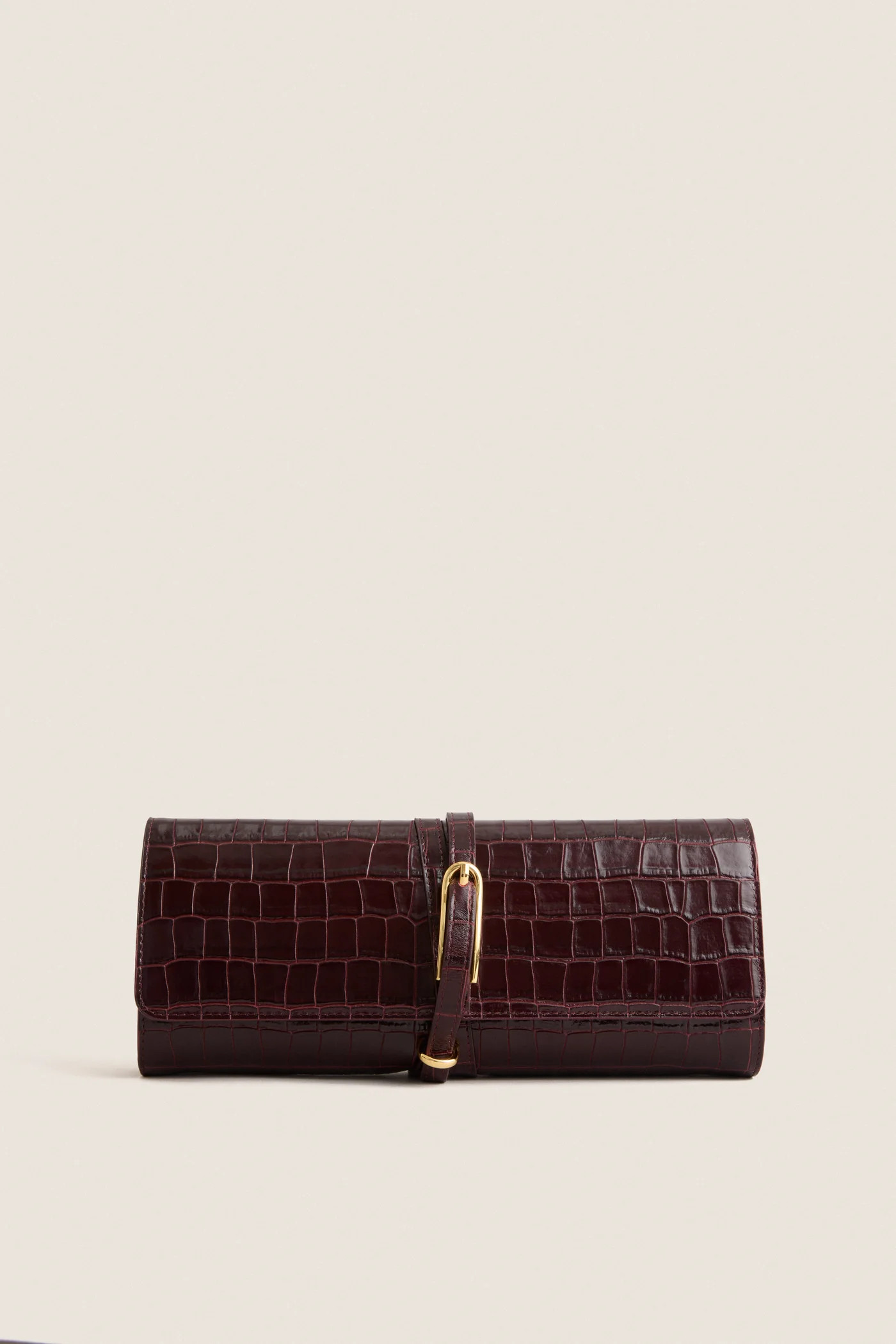 Burgundy Croc Embossed Belted Clutch | Tuckernuck (US)