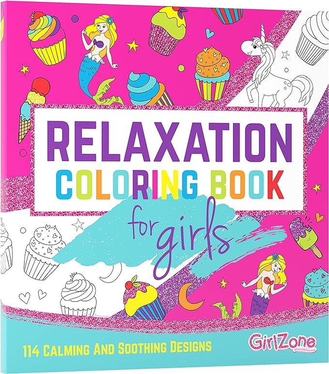 GirlZone Arts and Crafts Relaxation Coloring Book for Girls, 114 Magical Designs to Color in, Fun... | Amazon (US)