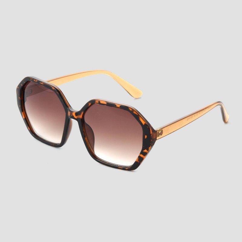 Women's Oversized Plastic Geo Sunglasses - Universal Thread™ Brown | Target