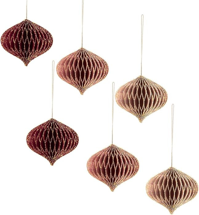 NICROLANDEE Wedding Decorations, 6 PCS Burgundy Mini Glitter Gold Edge Honeycomb Lanterns Ornamen... | Amazon (CA)