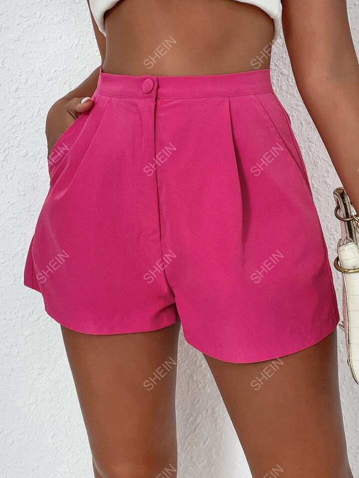 SHEIN Essnce Plicated Detail Wide Leg Shorts | SHEIN