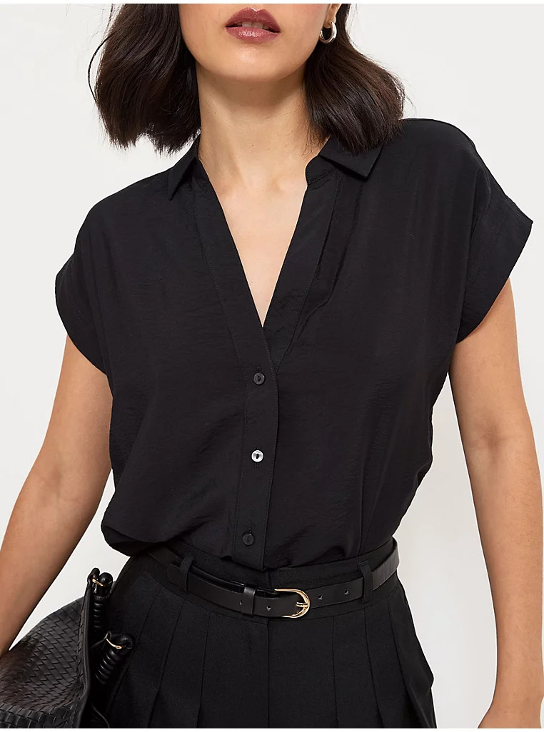 Black Short Sleeve Popover Blouse | George