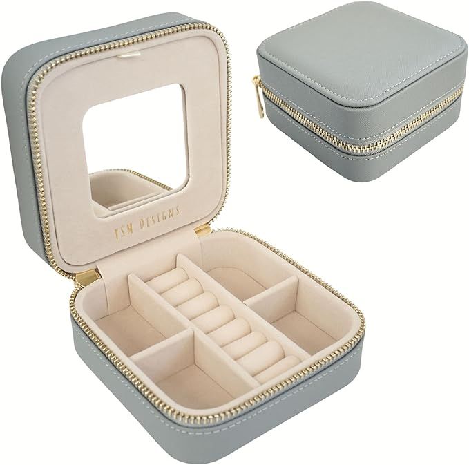 YSM Designs Travel Jewelry Organizer Box, Travel Jewelry Case | Small Jewelry Box for Women, Jewe... | Amazon (US)