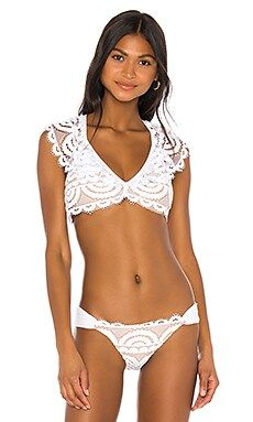 PILYQ Lace Ruffle Bikini Top in Water Lily from Revolve.com | Revolve Clothing (Global)