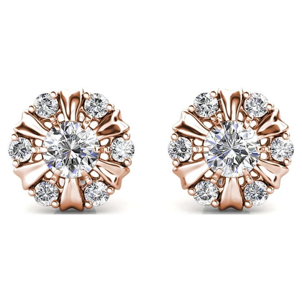 Cate & Chloe Millie 18k Rose Gold Plated Earrings with Crystals | Stud Earrings for Women, Girls,... | Walmart (US)