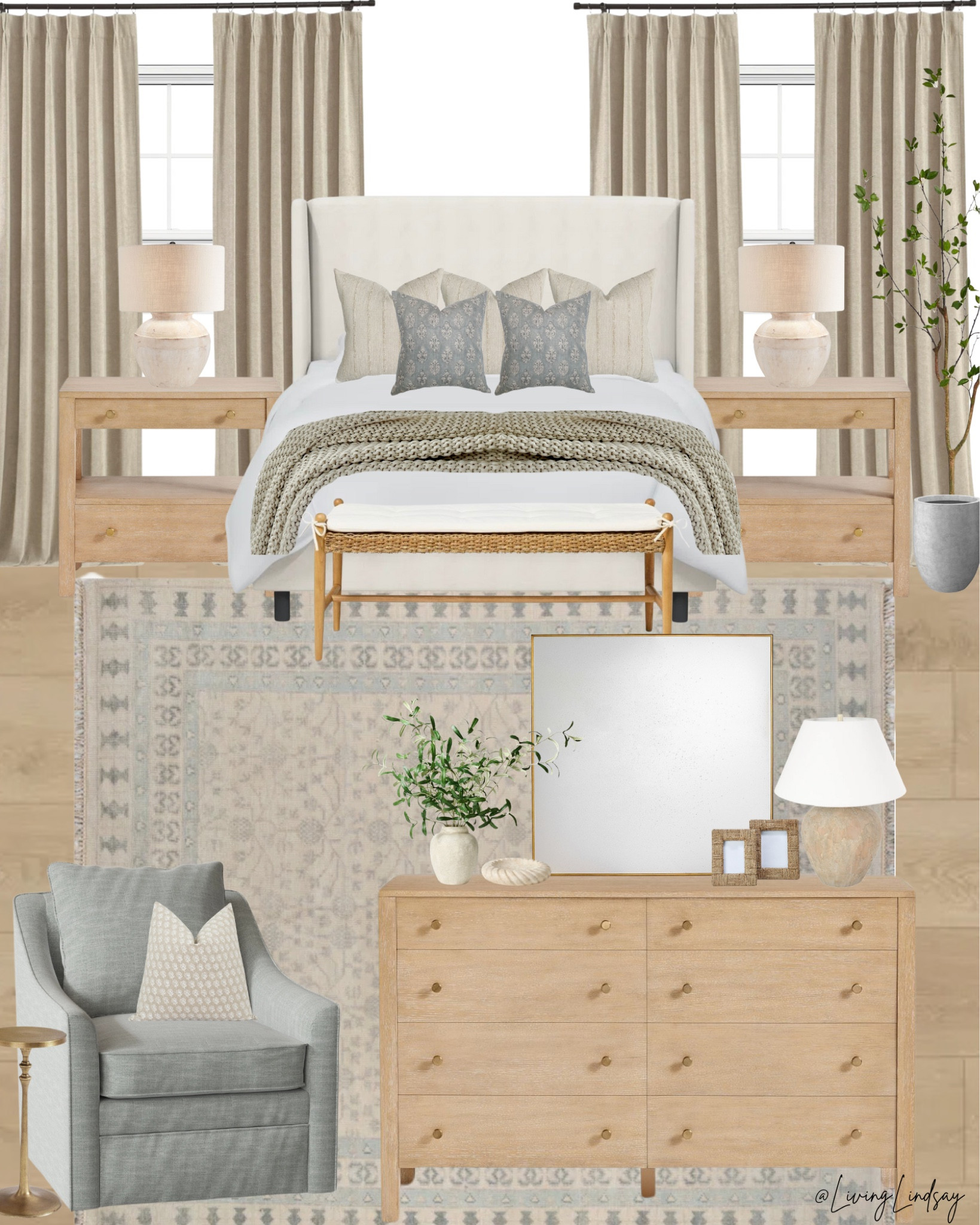 Bedroom design, bedroom furniture, dresser, nightstands, area rug, upholstered bed, natural wood dresser, wood nightstands, bedroom inspo

#LTKSaleAlert #LTKHome #LTKStyleTip