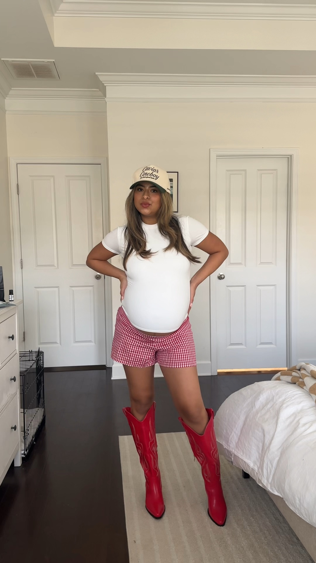 amazon gingham shorts outfit with the cutest red boots from amazon! 

#LTKBump #LTKStyleTip