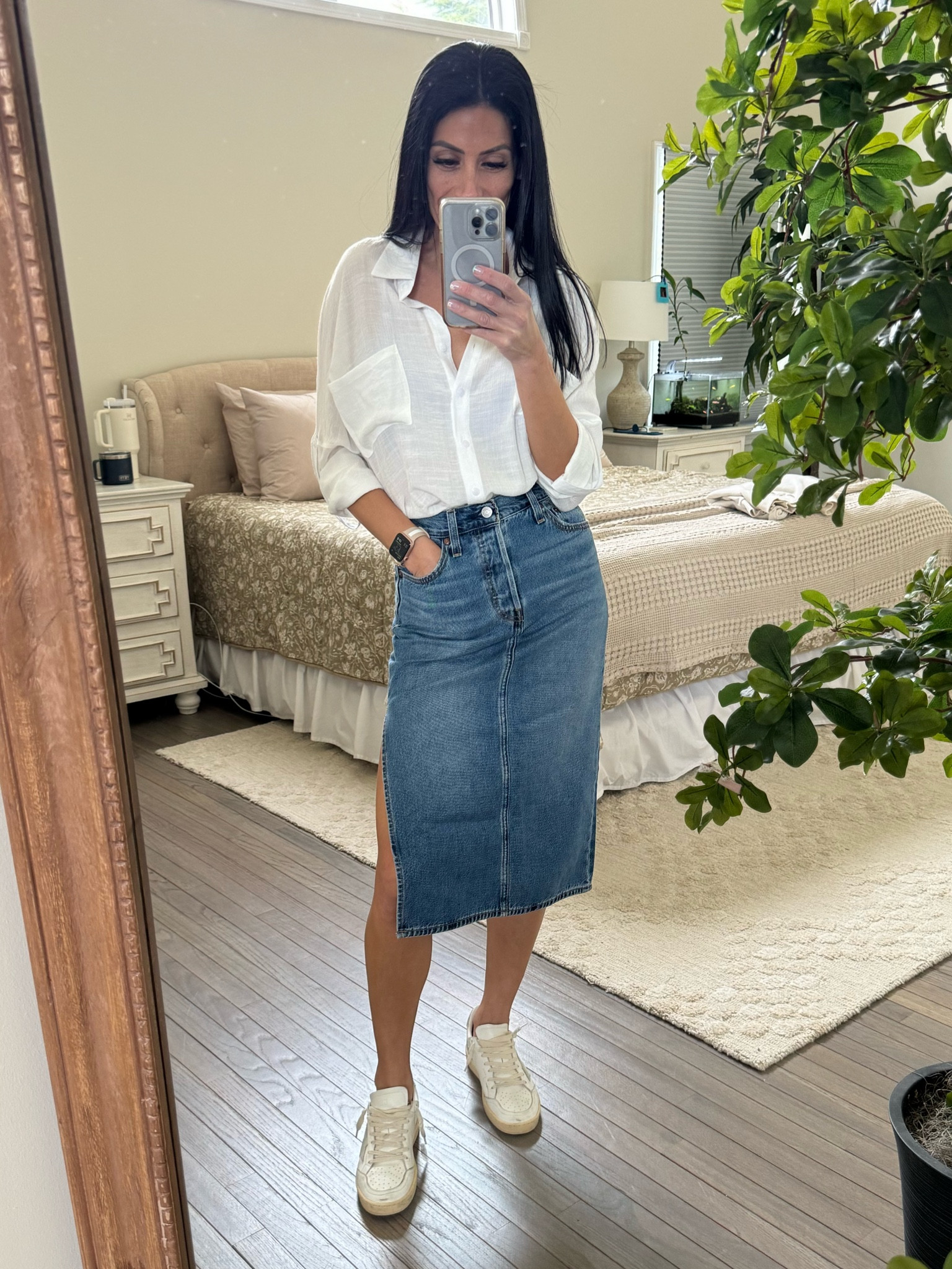 Levi's Side Split Denim Skirt Outfit Levi's Women's Side-Slit