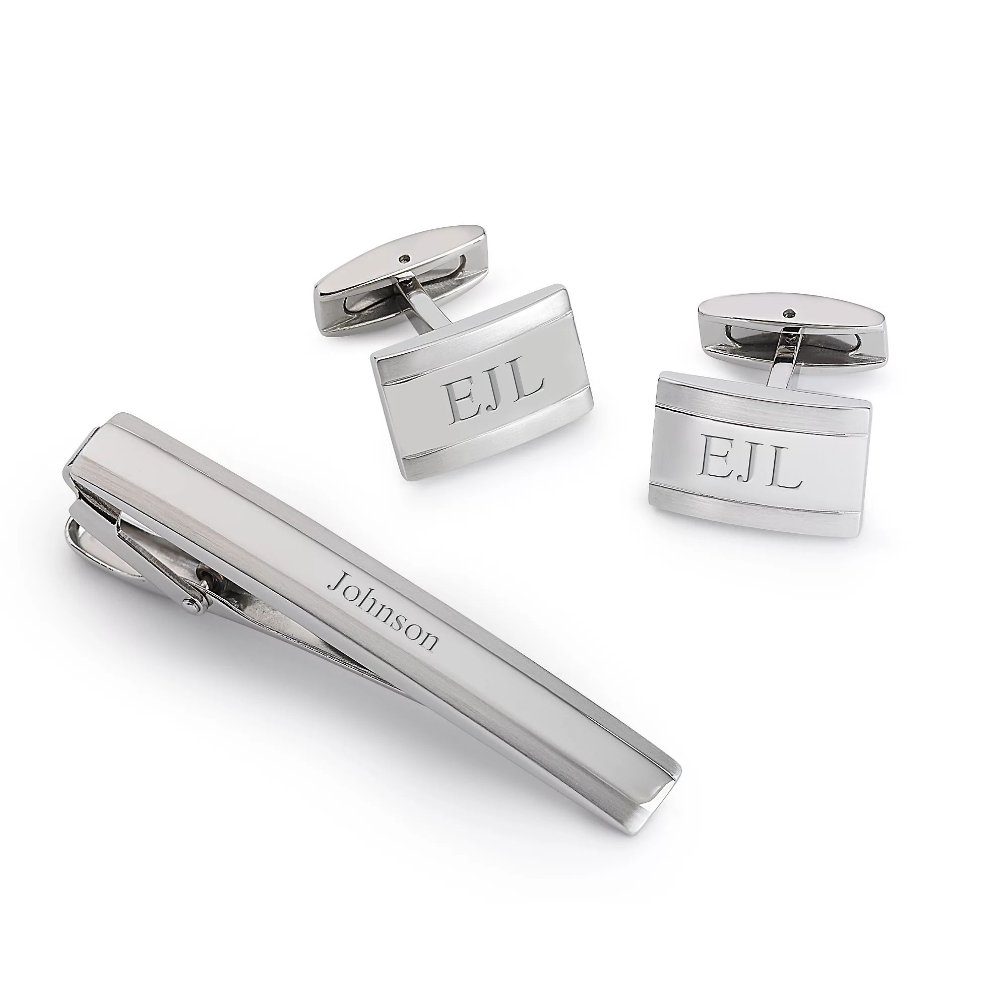 Silver Cuff Link and Tie Clip Set | Things Remembered