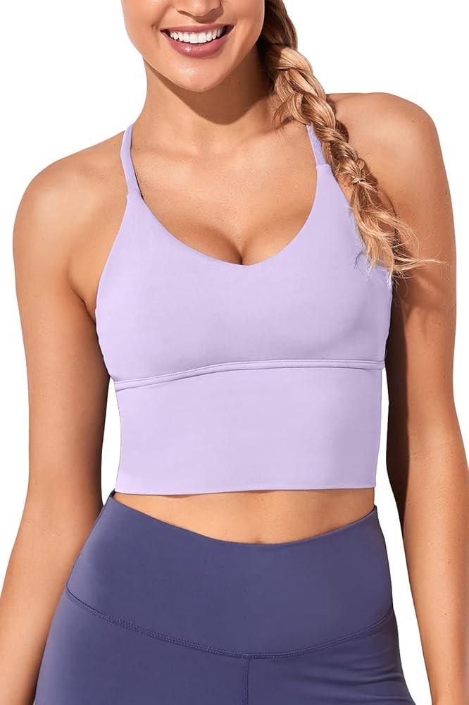 Women Sports Bras Longline Fitness Crop Tops Tank Gym Camisole Yoga Workout Running Shirts | Amazon (US)
