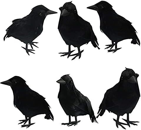 DAZZLE BRIGHT 6Pack Halloween Black Feathered Crows Decor, Holiday Decoration for Indoor Outdoor ... | Amazon (US)