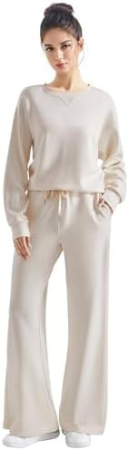 SUUKSESS Women Modal Fall 2 piece outfits Oversized Sweatshirt Wide Leg Pants | Amazon (US)