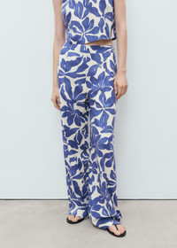 Click for more info about Printed linen-blend pants - Women | MANGO USA