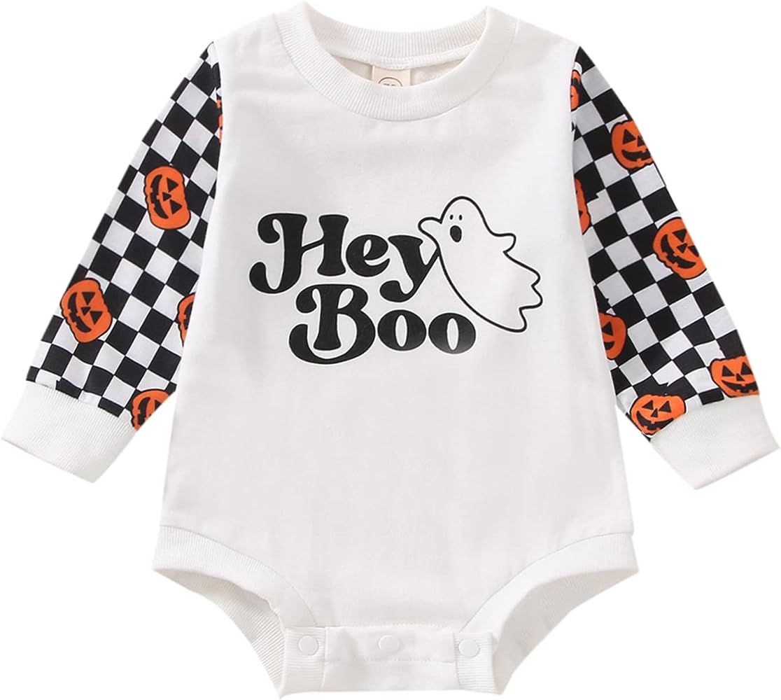 Unisex Baby Boys Girls Halloween Romper Long Sleeve Pumpkin Costumes Bodysuit Halloween Outfit Fall  | Amazon (US)