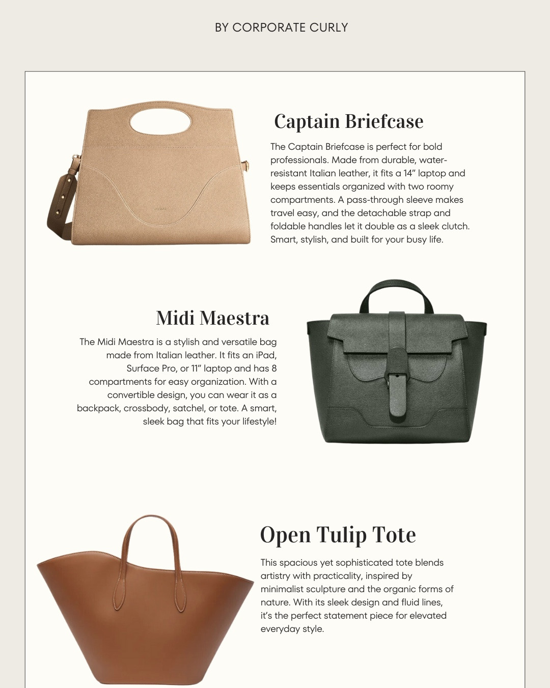 Workwear just got an upgrade! These chic bags are the perfect blend of style and function. Shop the most-clicked picks now! #WorkwearGoals #ChicBags
#ChicWorkwear #StylishBags #OfficeStyle #WorkBagEssentials #FashionAtWork #BagGoals #ProfessionalStyle #WorkReady #BusinessChic #MostClicked



#LTKOver40 #LTKItBag #LTKWorkwear