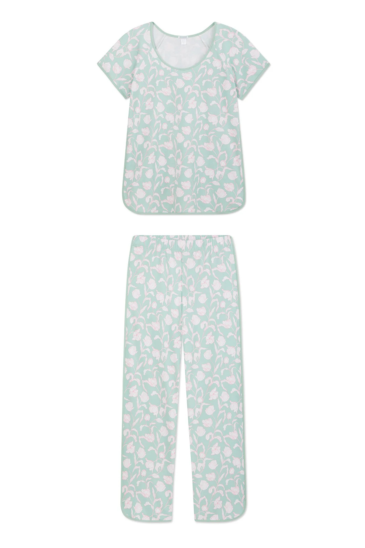 Pima Short-Long Set in Parisian Green Vine Floral | Lake Pajamas