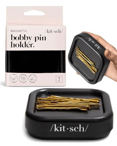 Kitsch Magnetic Bobby Pin Holder - Cute Stuff, Strong Magnetic Pin Holder for Desk & Vanity, Securely Holds Metal Hair Clips, Bobby Pins & Paper Clip - Black, 1 Pc | Amazon (US)