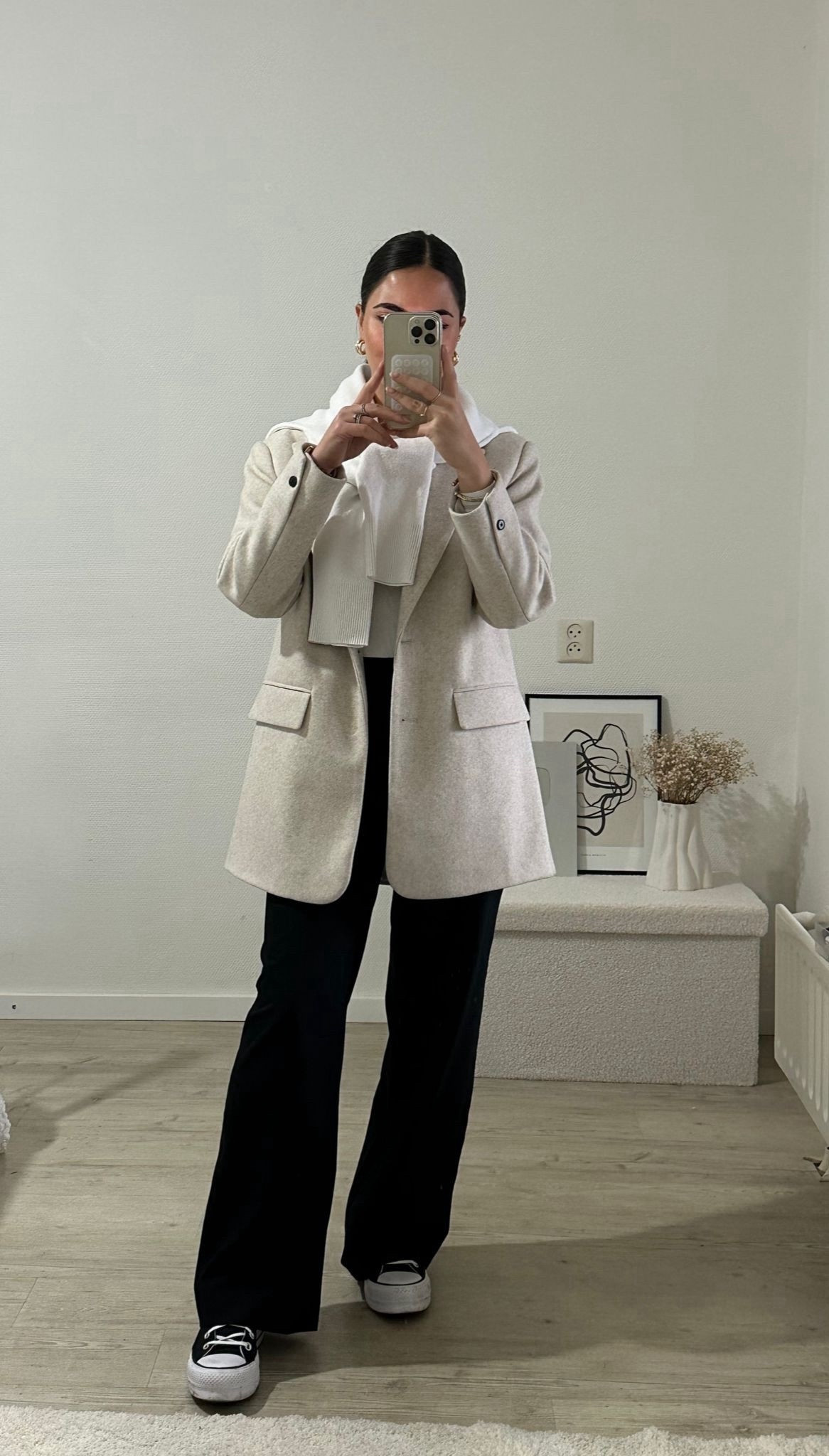 Wool blazer outfit look 🤍

outfit inspiration, fall outfit, H&M, weekday, black smart trousers, white jumper, work wear, black converse, Nederland. 

#LTKSeasonal #LTKstyletip #LTKeurope