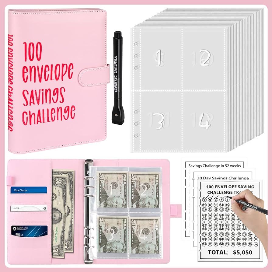 YOPCDJ 100 Envelopes Money Savings Challenges Book with Envelopes, 100 Day Challenge Money Saving... | Amazon (US)