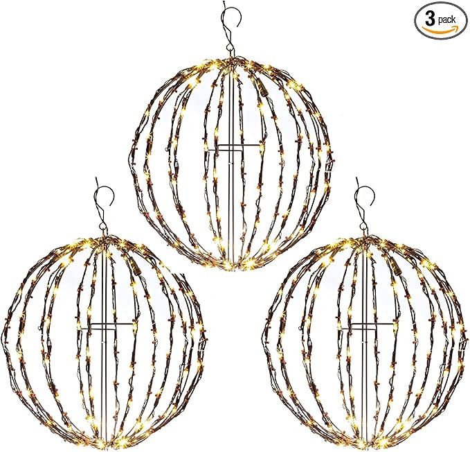Elf Logic 3 Pack 16” Outdoor/Indoor LED Christmas Light Balls. Durable, Waterproof, Long-Lastin... | Amazon (US)