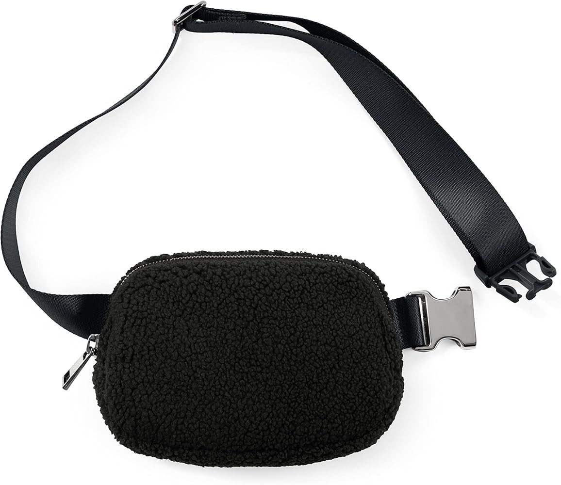 ODODOS Fleece Mini Belt Bag with Adjustable Strap, Sherpa Small Waist Pouch Fanny Pack for Workou... | Amazon (US)