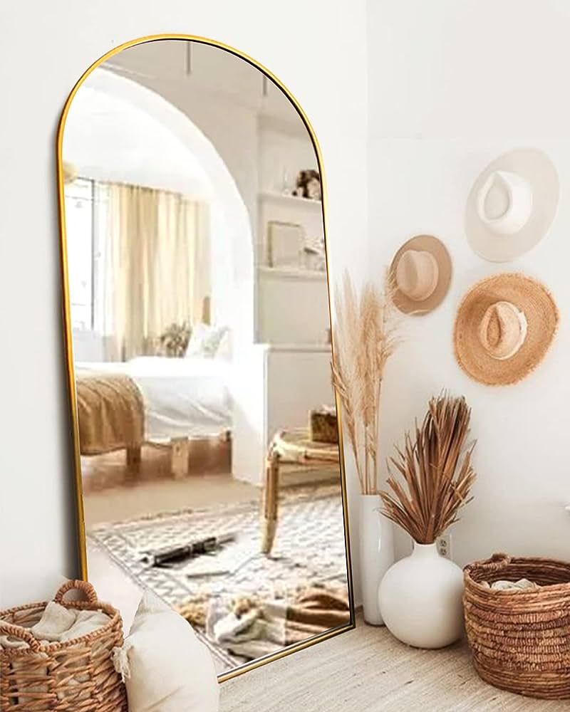 Full Length Mirror with Stand, 30"x71" Floor Mirror Freestanding, Arched Wall Mirror, Oversized M... | Amazon (US)