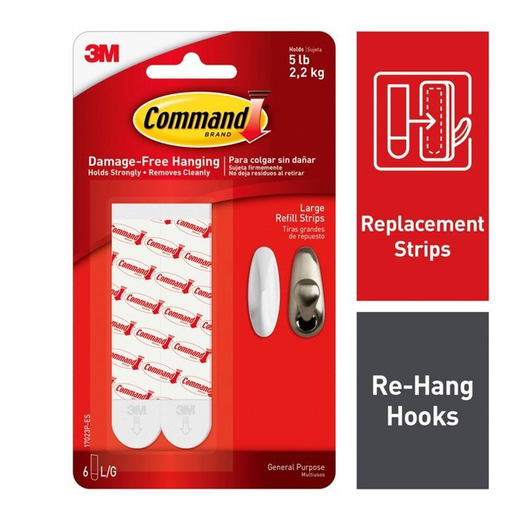 Command 6 Strips Large Sized Refill Strips Tape White | Target