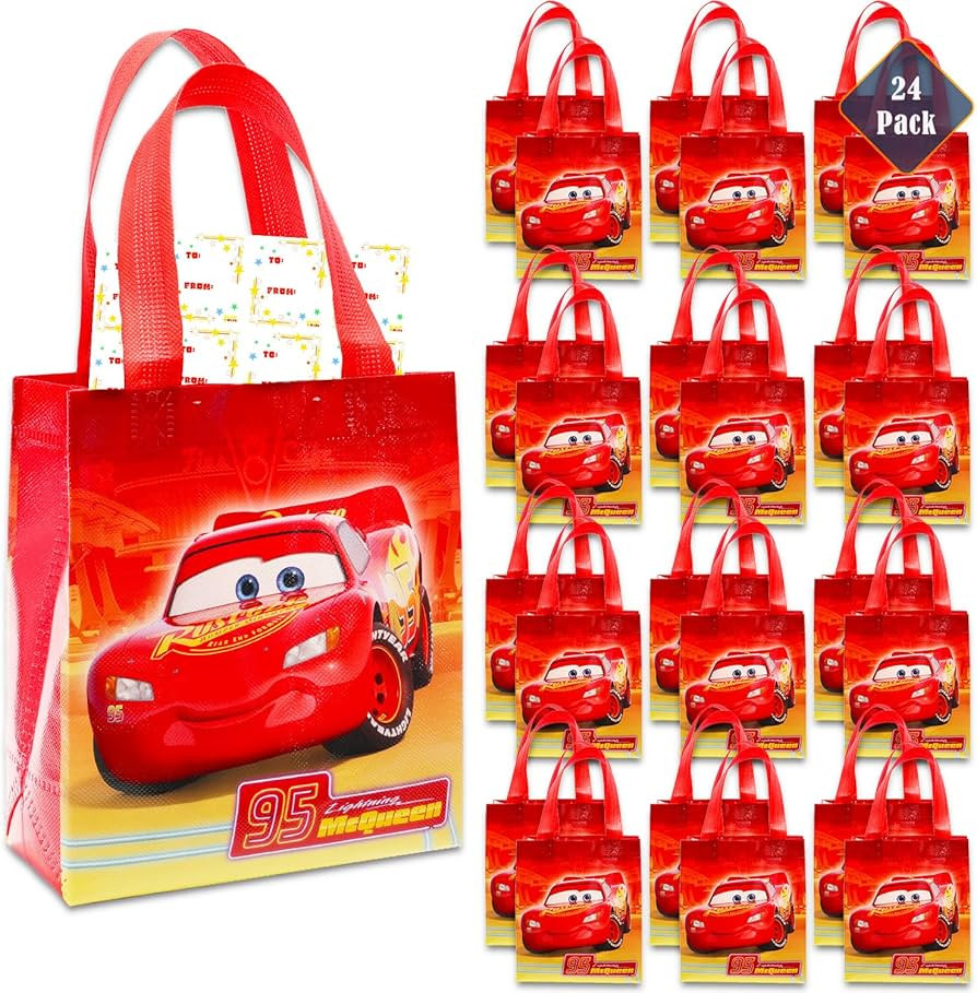 Disney Cars Party Favor Bags Set – 24 Pack of 8" Cars Party Goodie Bags for Kids Bulk Reusable ... | Amazon (US)